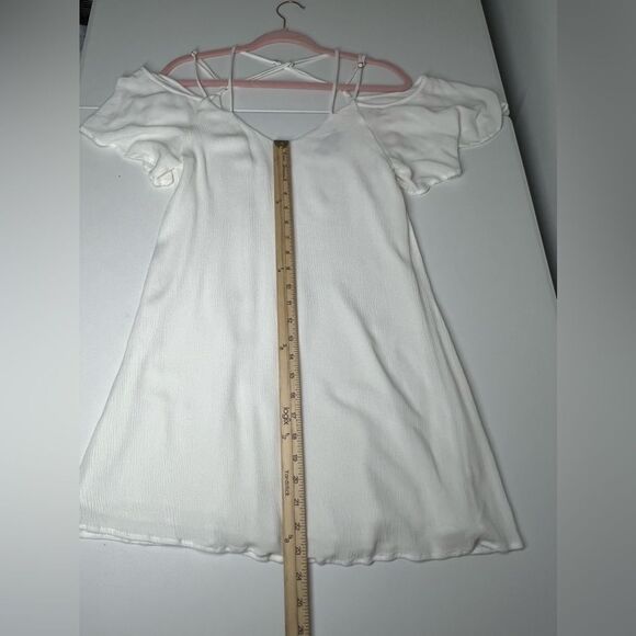 Lulu's Dress White Mini Off The Shoulder Criss Cross Summer Dress Size M - Picture 9 of 14